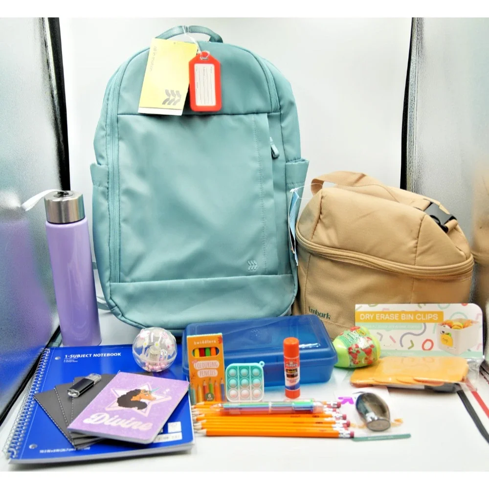 All in Motion Backpack Back to School Bundle w/ Supplies, Lunch Bag